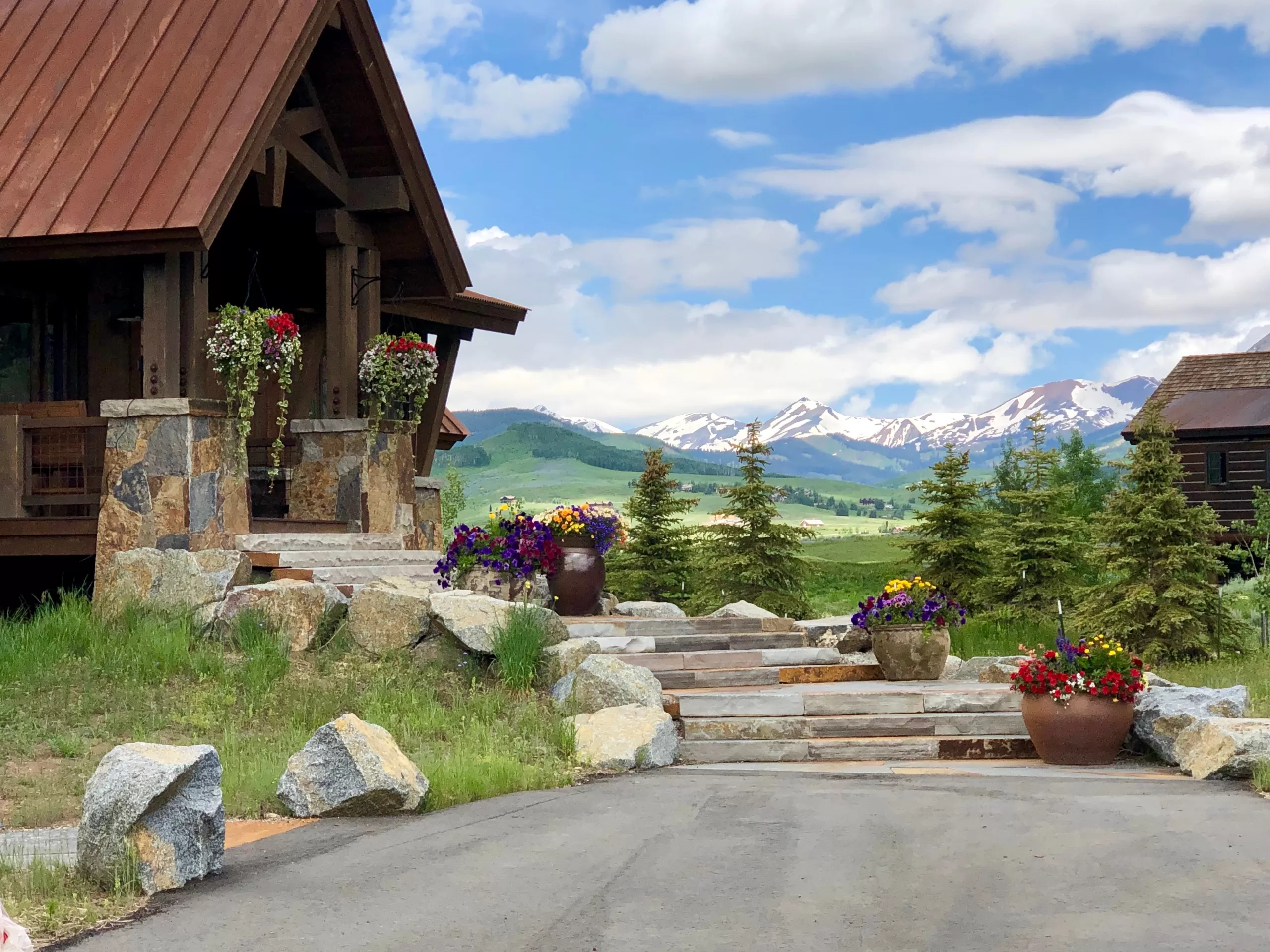 Tully Residence Custom Build in Crested Butte exterior summer flowers